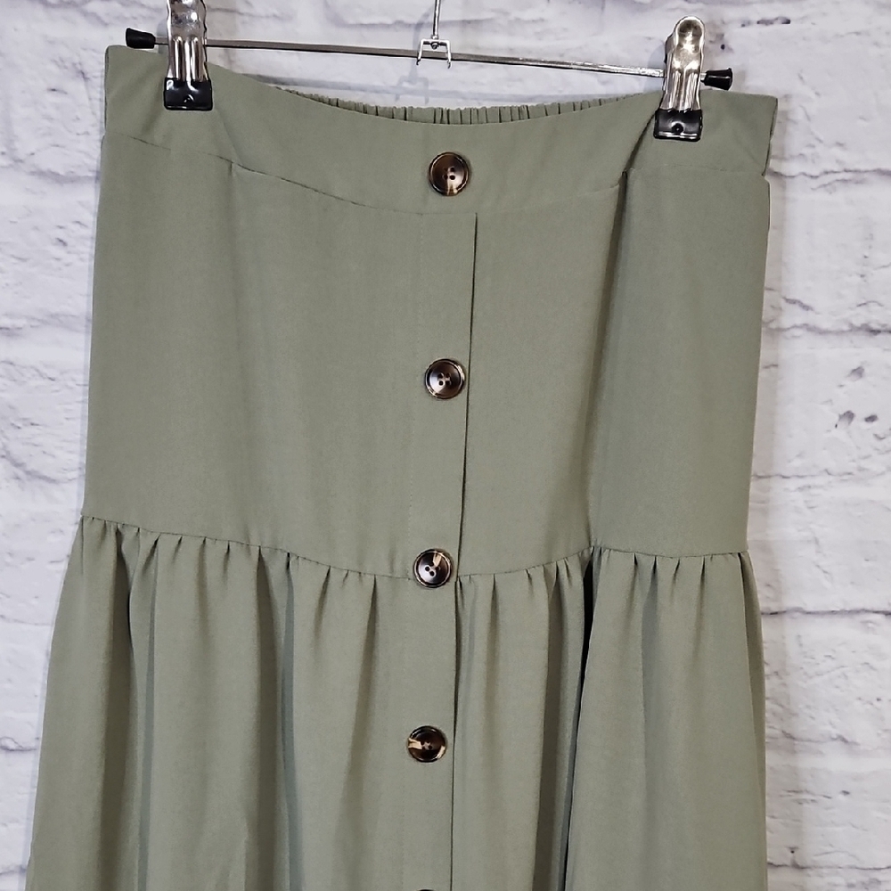 SHEIN Green Tiered Maxi Skirt Casual - Picture 2 of 6